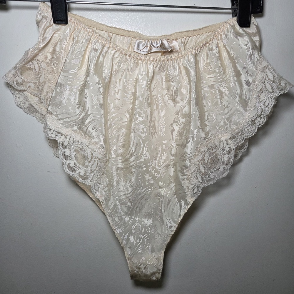 Jacquard Lace Cami Sequin Slip Top & Bottom Set Small Y2K Coquette Fairy Bride - Picture 5 of 13